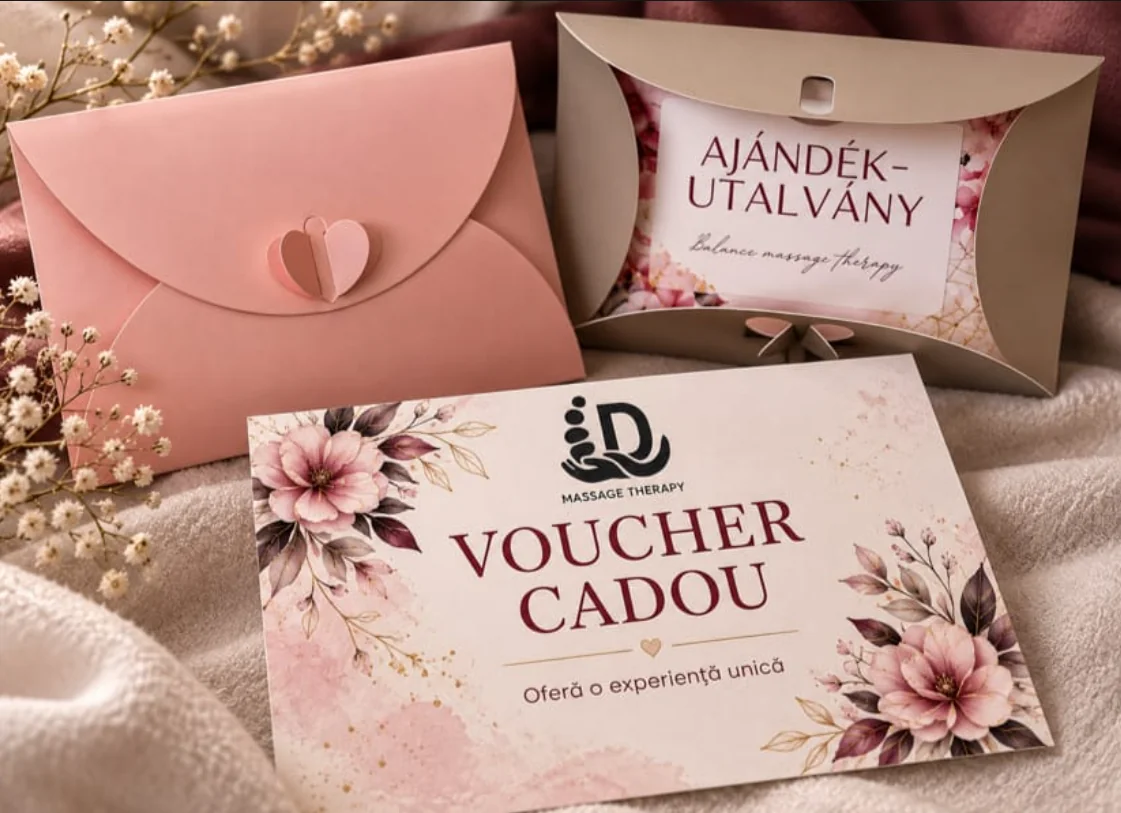 Voucher cadou DTherapy, cu plic și ambalaj floral